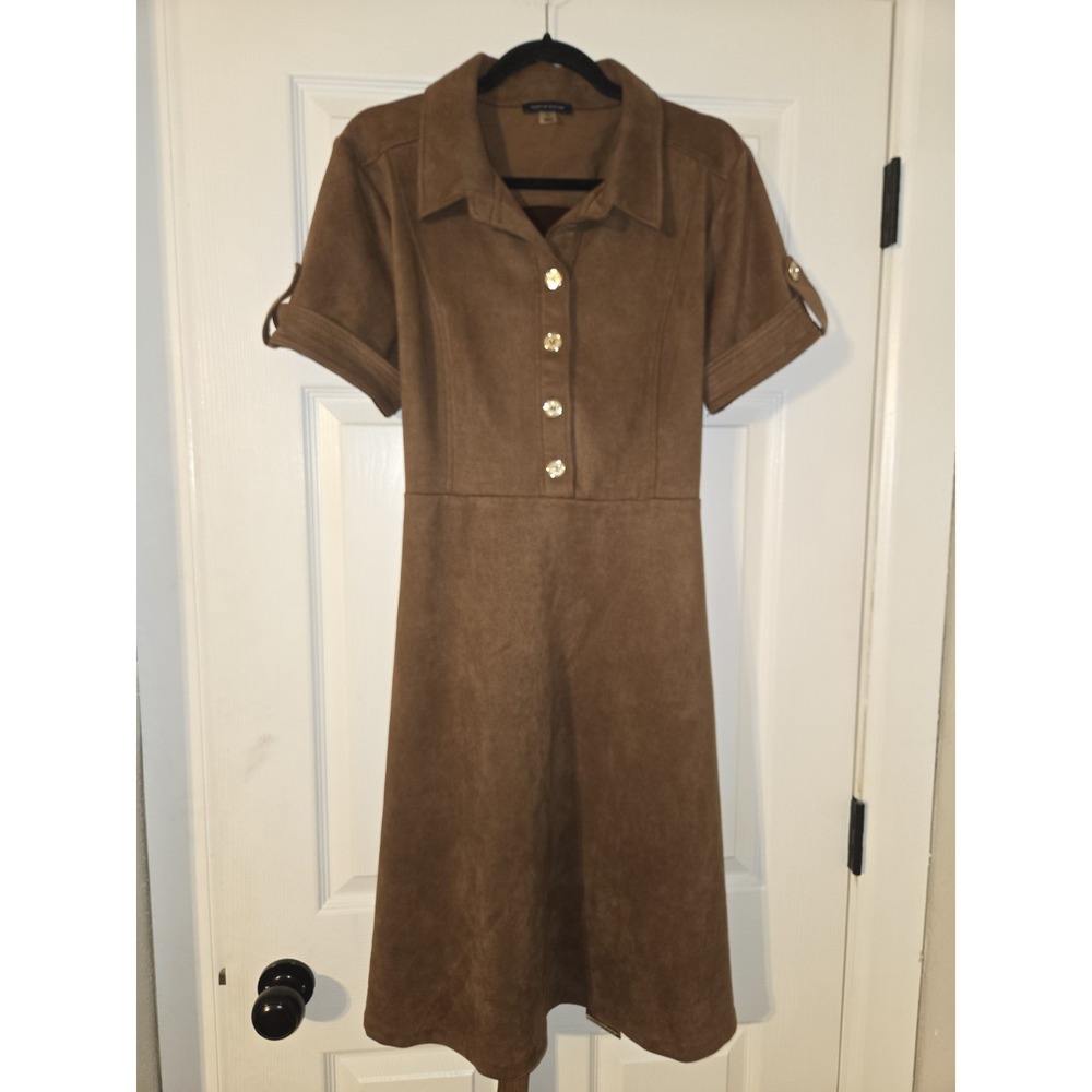 Tommy Hilfiger‎ Suede Short Sleeve Collared Shirt Dress - Size 16